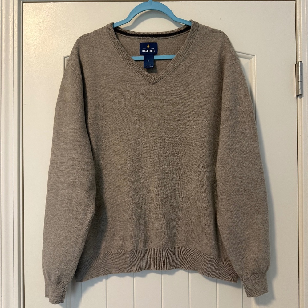 Stafford Men’s‎ 100% Wool Beige Pullover Size XL